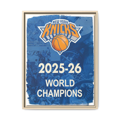 New York Knicks 2025-26 World Champions Banner Framed Canvas Print