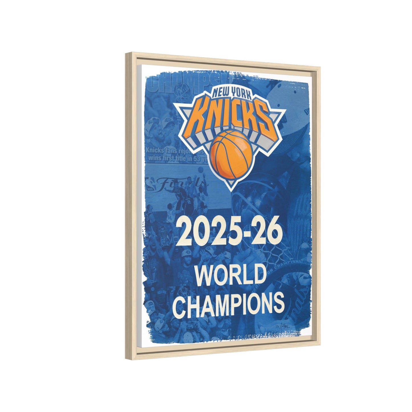 New York Knicks 2025-26 World Champions Banner Framed Canvas Print