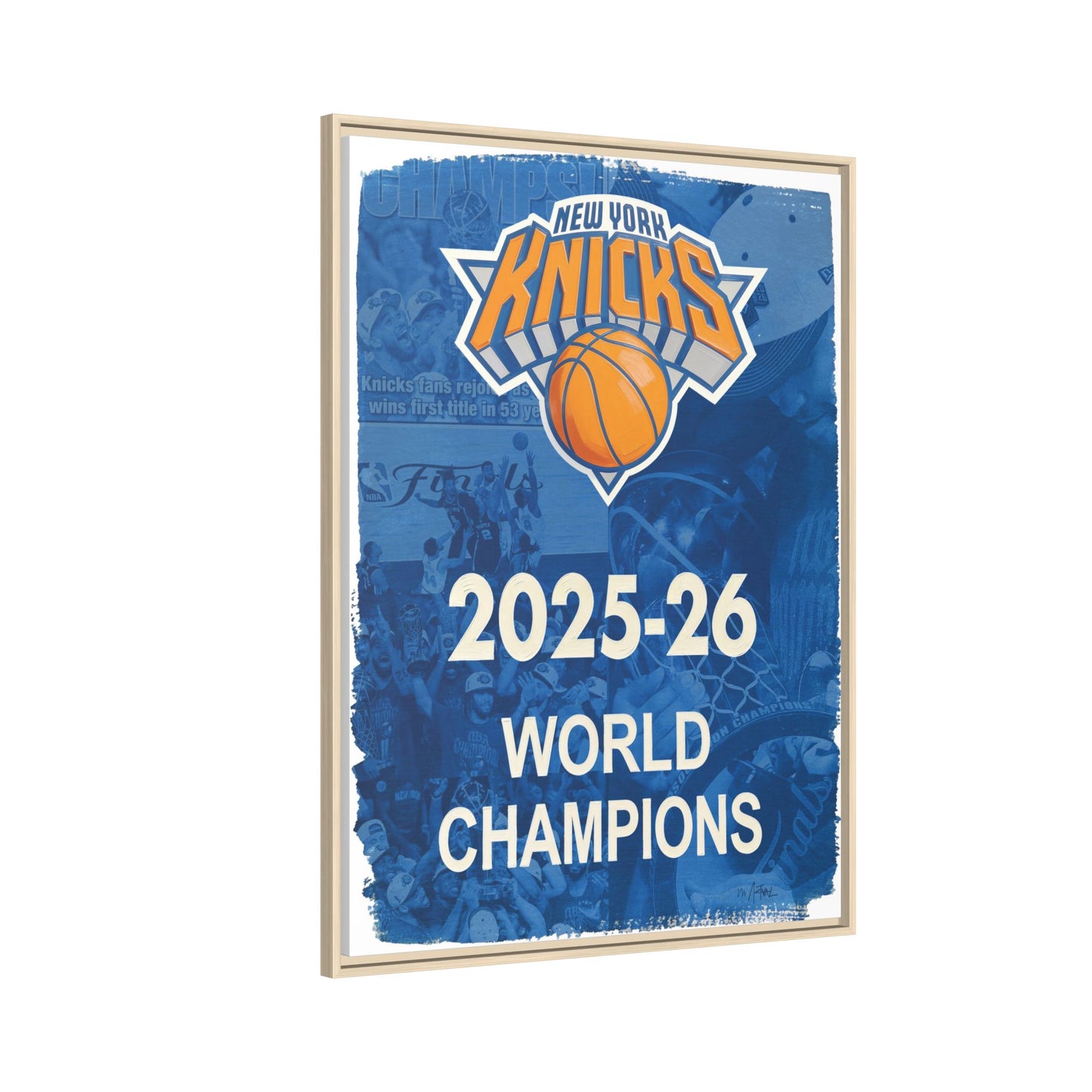 New York Knicks 2025-26 World Champions Banner Framed Canvas Print