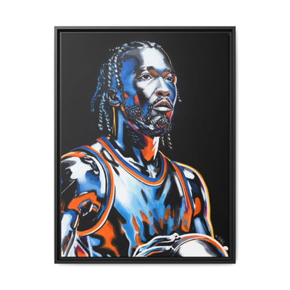 Jalen Brunson - Captain Clutch Framed Canvas Print of Original Painting