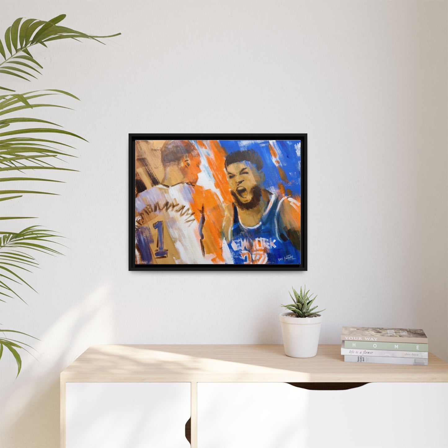 Karl-Anthony Towns vs. Victor Wembanyama Finals Showdown Framed Print | New York Knicks 2026 NBA Finals Wall Art