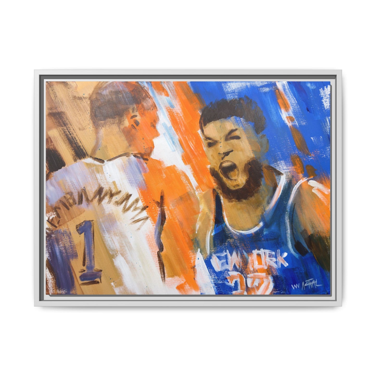 Karl-Anthony Towns vs. Victor Wembanyama Finals Showdown Framed Print | New York Knicks 2026 NBA Finals Wall Art