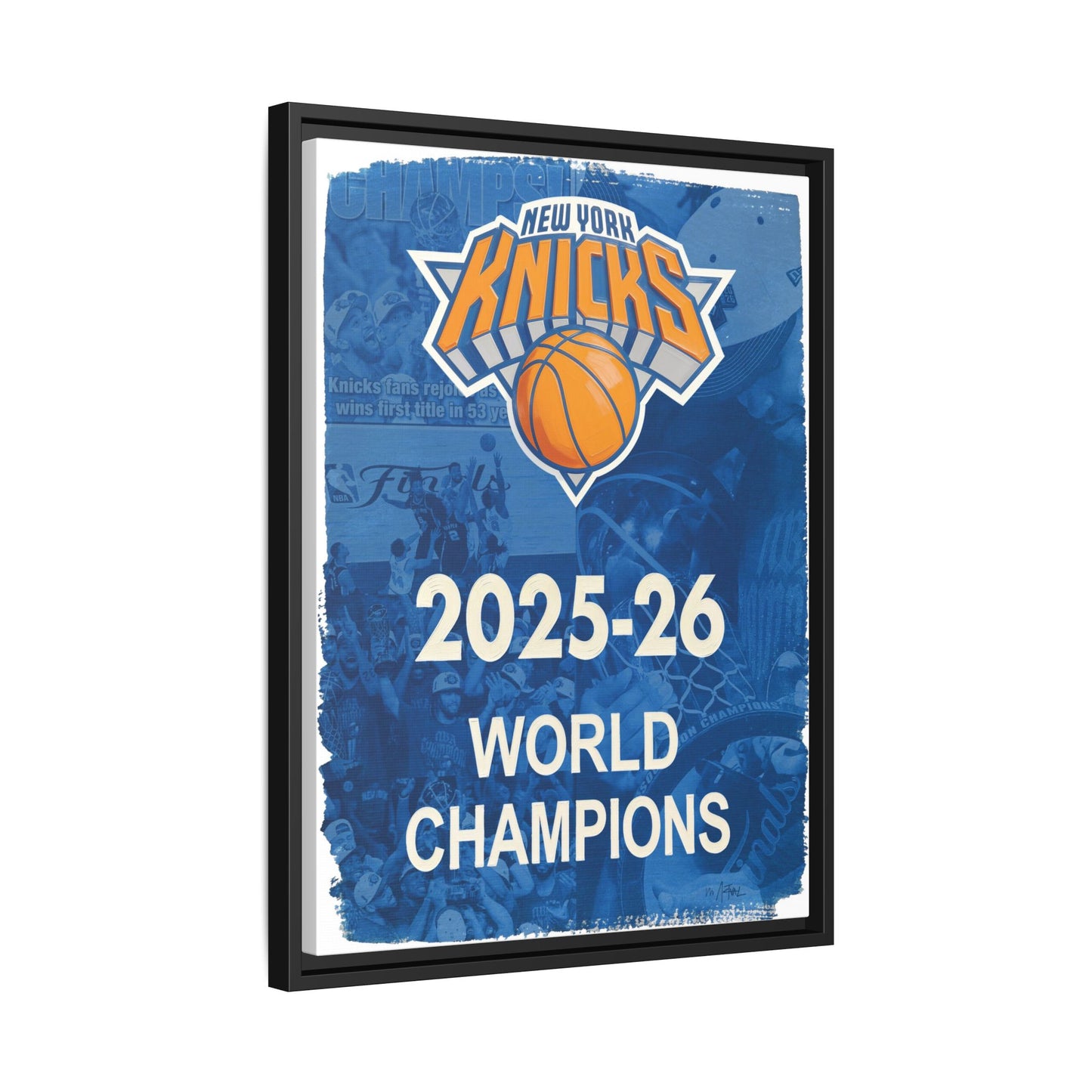 New York Knicks 2025-26 World Champions Banner Framed Canvas Print