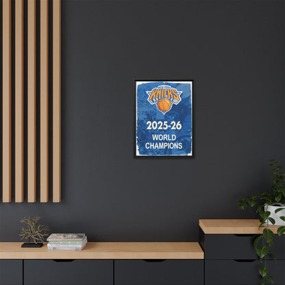 New York Knicks 2025-26 World Champions Banner Framed Canvas Print