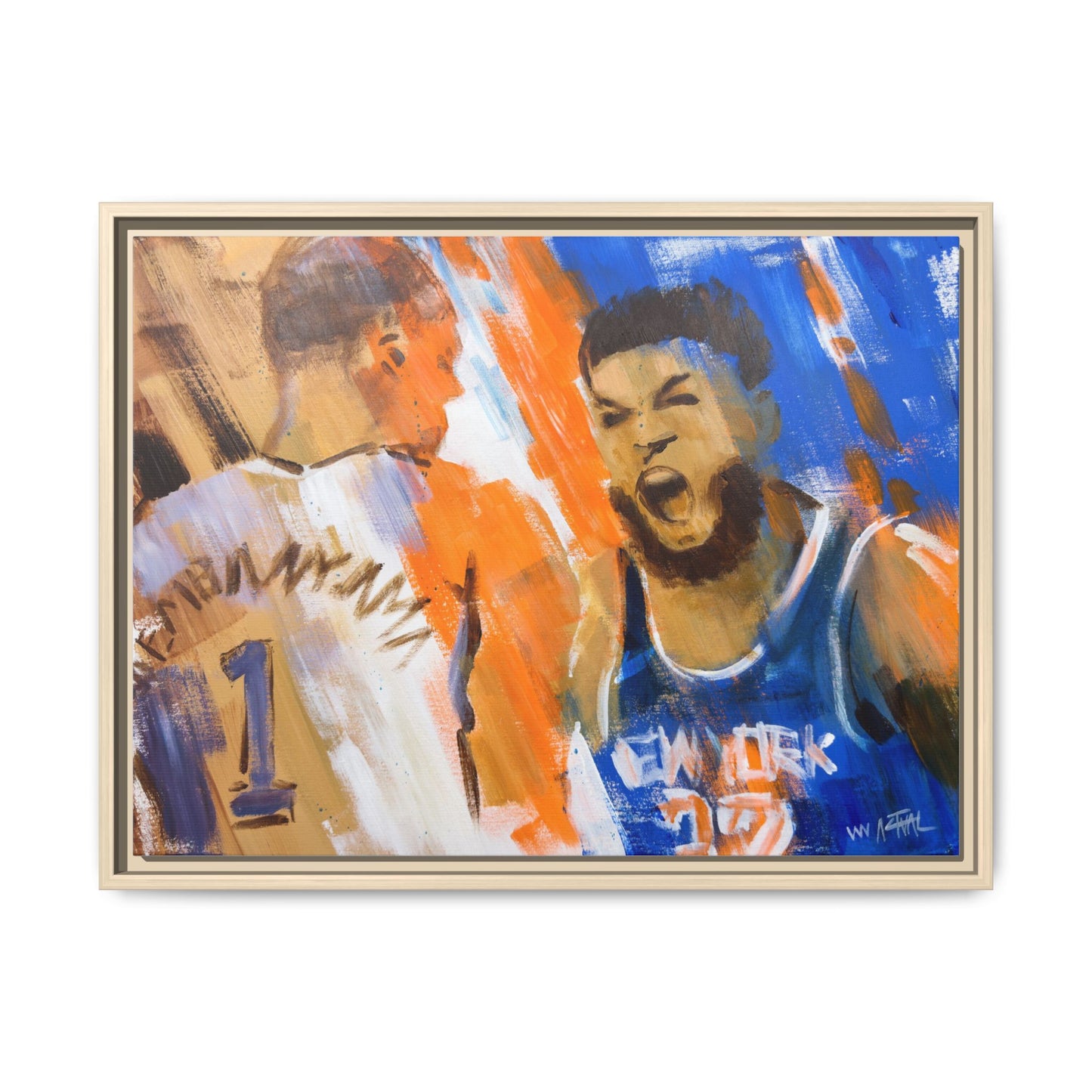 Karl-Anthony Towns vs. Victor Wembanyama Finals Showdown Framed Print | New York Knicks 2026 NBA Finals Wall Art