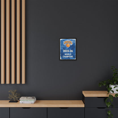 New York Knicks 2025-26 World Champions Banner Framed Canvas Print