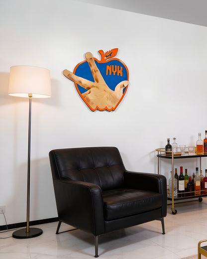 Handmade New York Knicks Jalen Brunson 3-Point Celebration Wood Wall Art - Open Edition