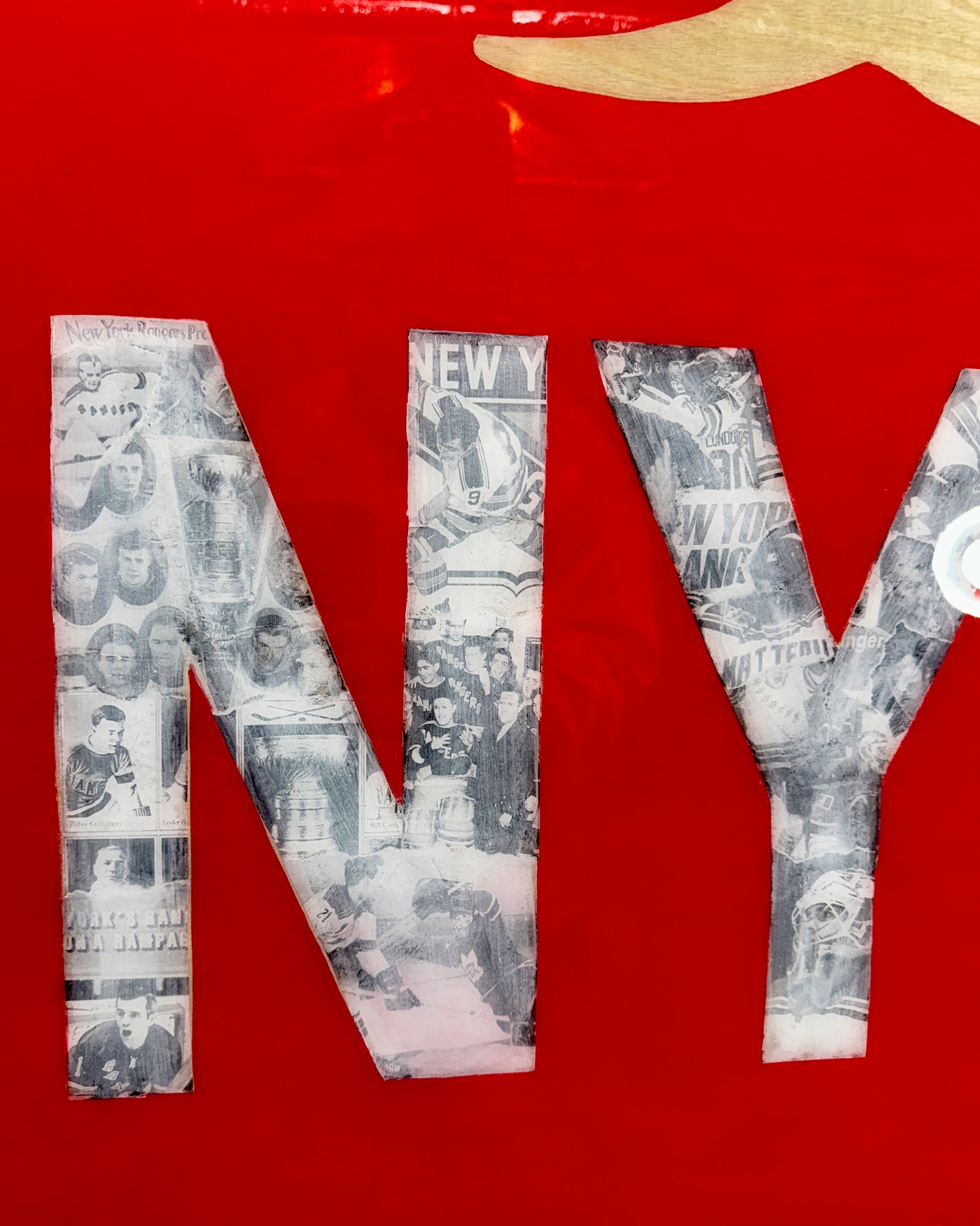 New York Rangers Centennial Handcrafted Art – 36" Limited Edition Birch Wood Collage (Only 100 Made)