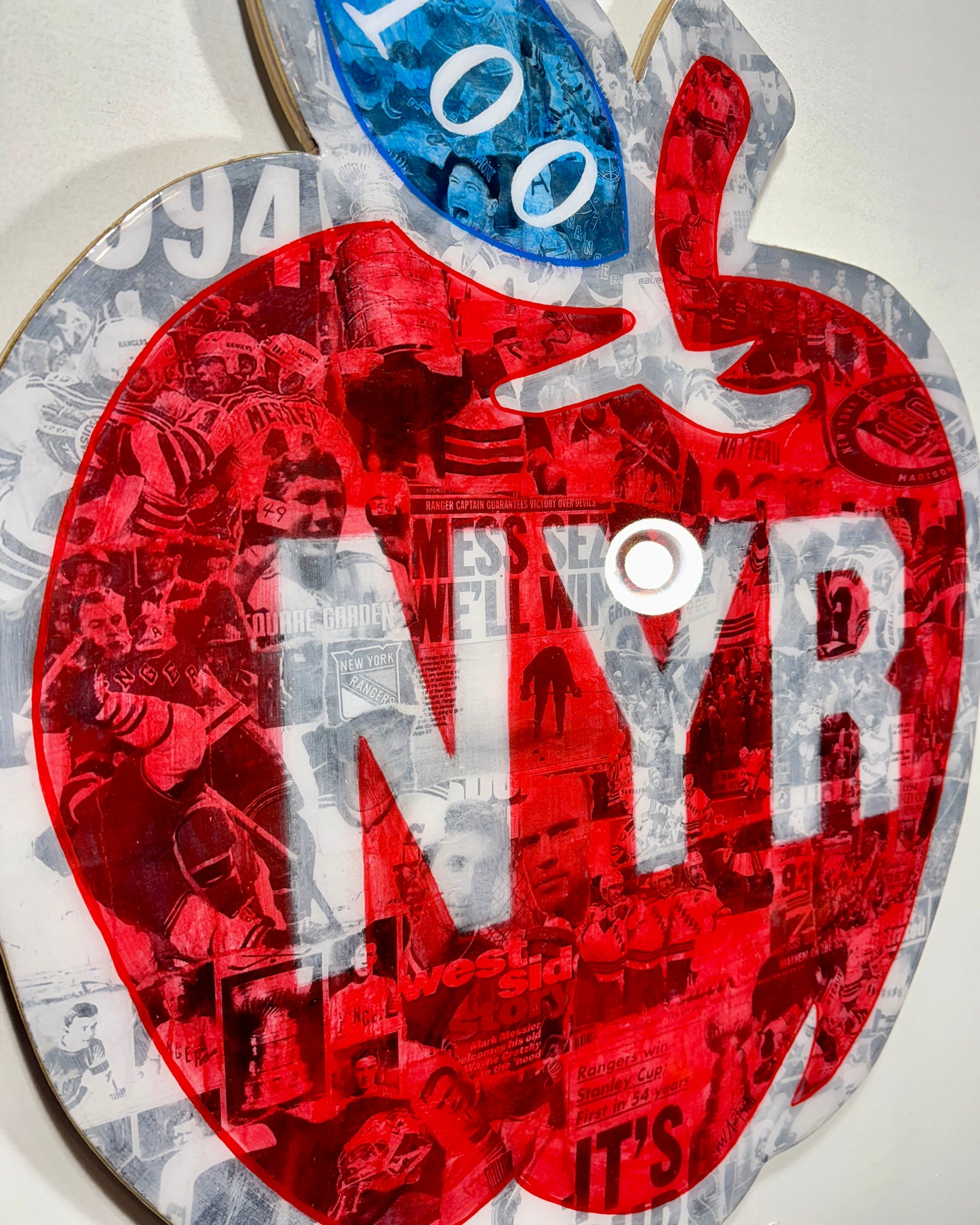 New York Rangers Centennial Handcrafted Art 24" Limited Edition Birch Wood Collage (Only 100 Made)