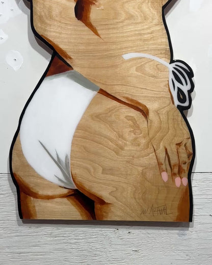 Hand-Painted GTA Vice City Girl Birch Wood Cutout – Epoxy Coated Wall Art