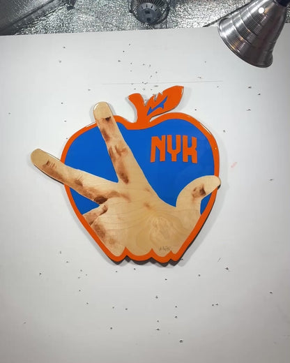 Handmade New York Knicks Jalen Brunson 3-Point Celebration Wood Wall Art - Open Edition